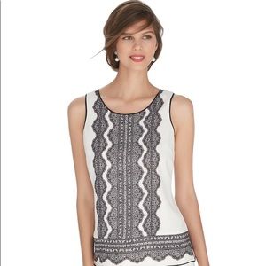 WH|BM Sleeveless Lace Print Shell